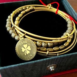 Alex and Ani, 5 bracelet Bangle set, GOOD LUCK with gift box